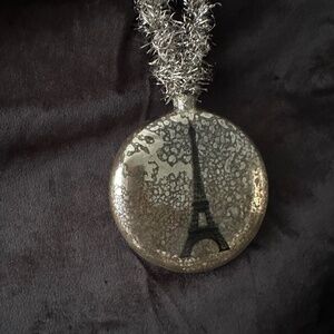 Vintage silver see through Eiffel Tower ornament